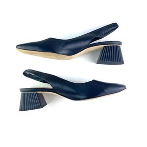 Sam Edelman Black Ribbed Block heel sling bag Heel Pump 10